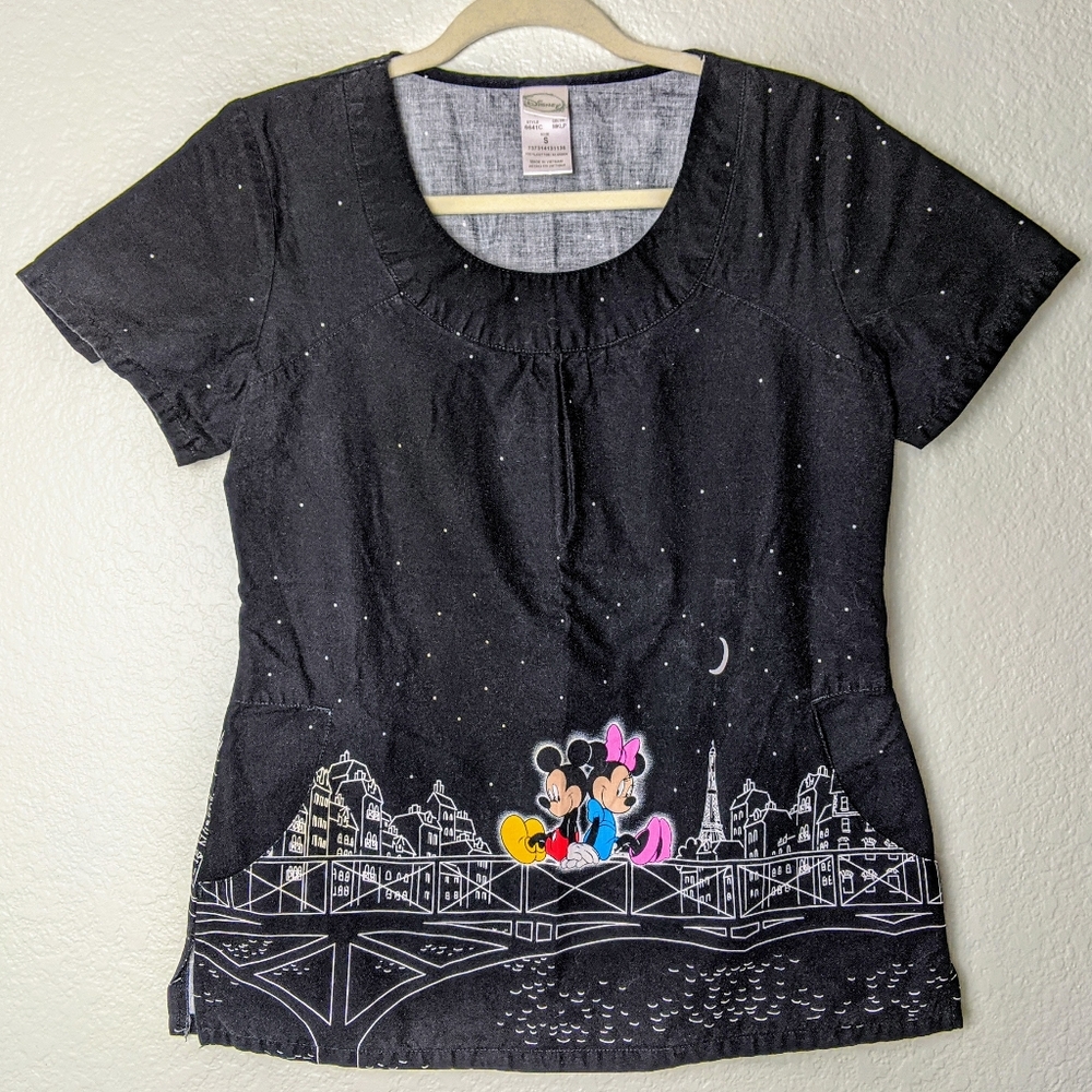 Disney black scrub style top. Sz S.